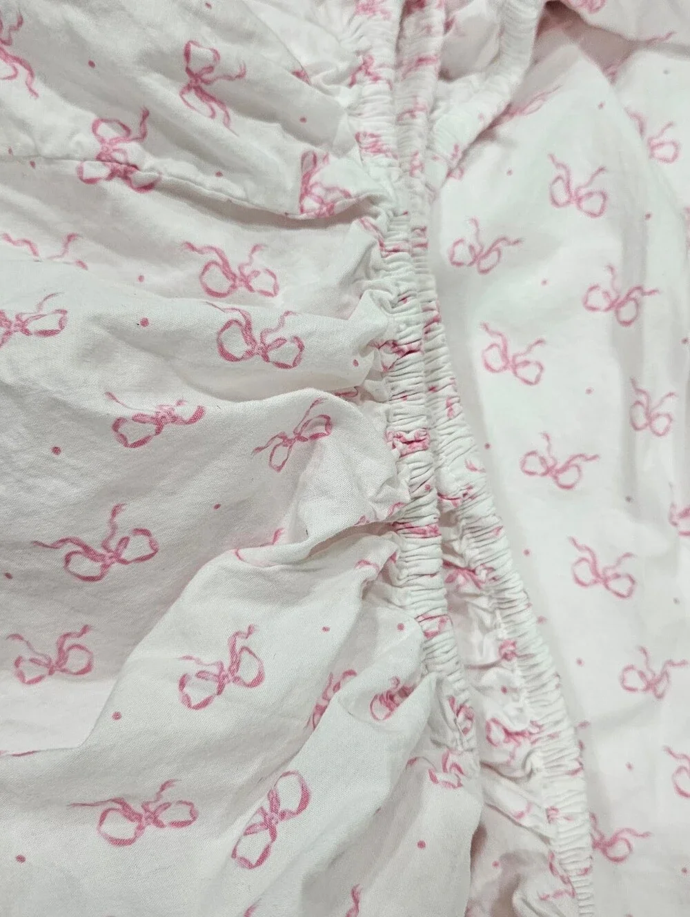 Laura Ashley Pink Bows Dots FULL Fitted Sheet 1 STD Pillowcase 100% Cotton